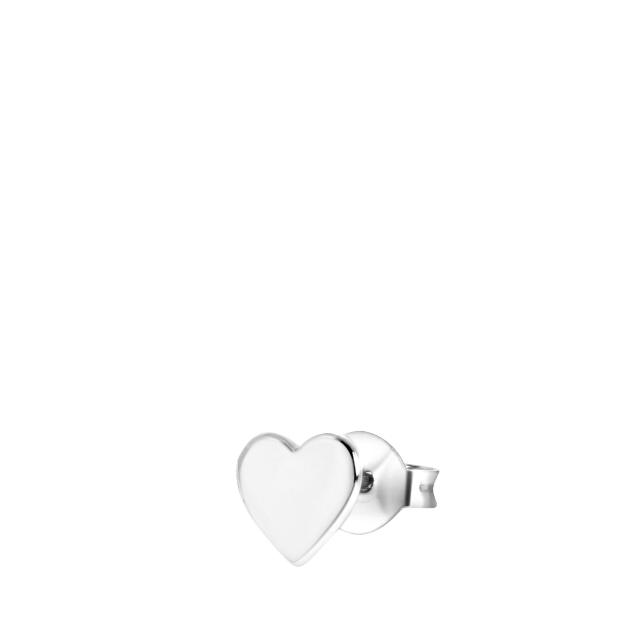 Zilveren oorknop heart