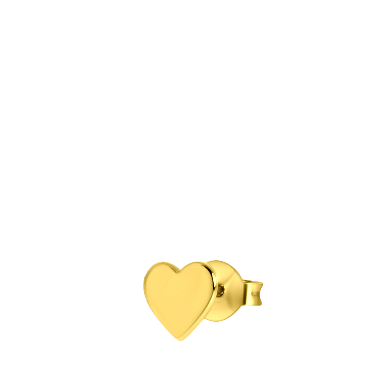 Zilveren goldplated oorknop heart