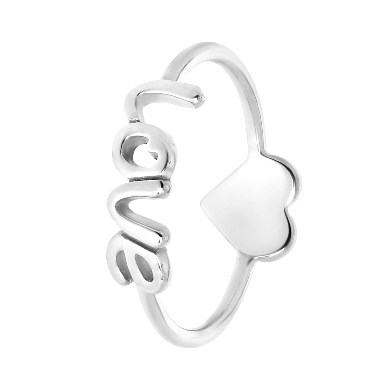 Zilveren ring heart-love