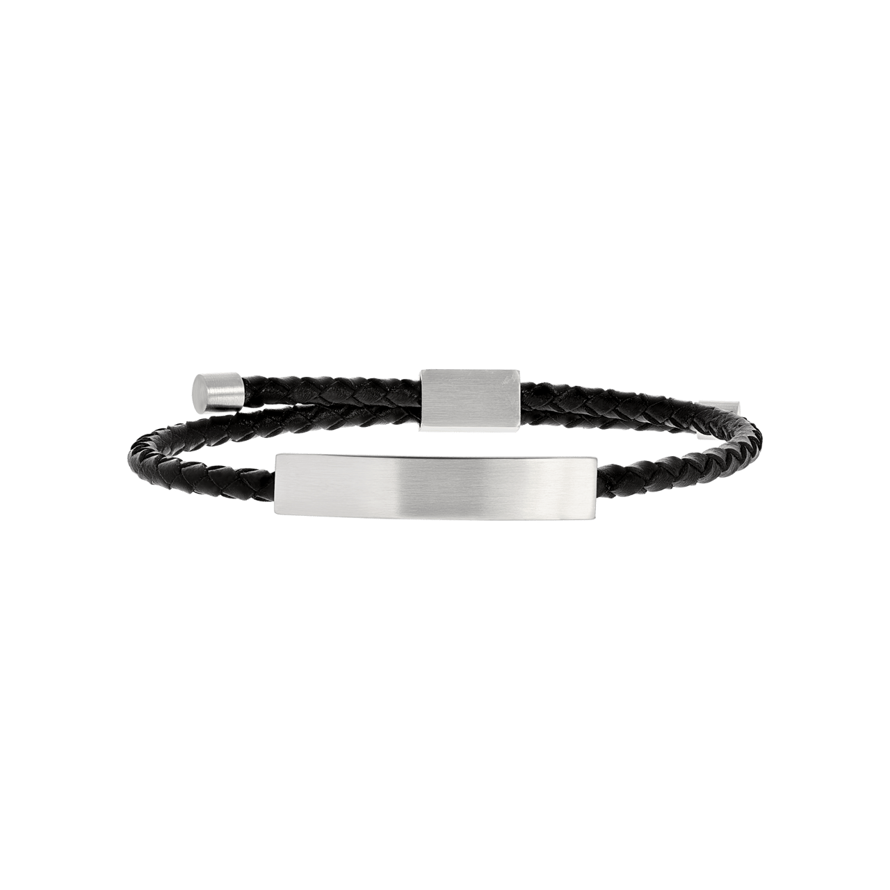 Plattenarmband für Herren, Edelstahl matt, schwarz
