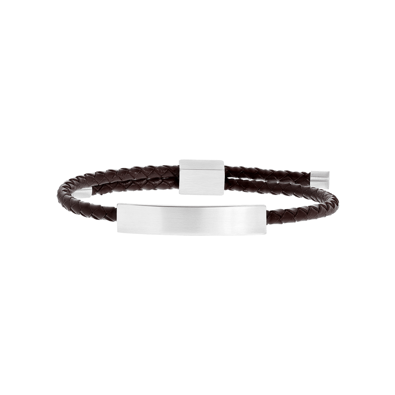 Plattenarmband für Herren, Edelstahl matt, braun