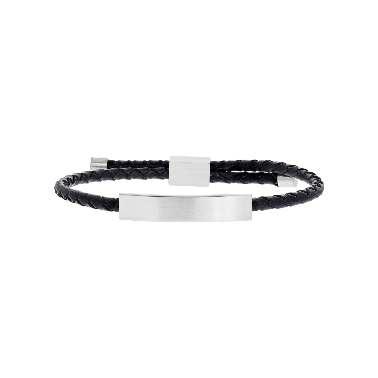 Plattenarmband für Herren, Edelstahl matt, blau