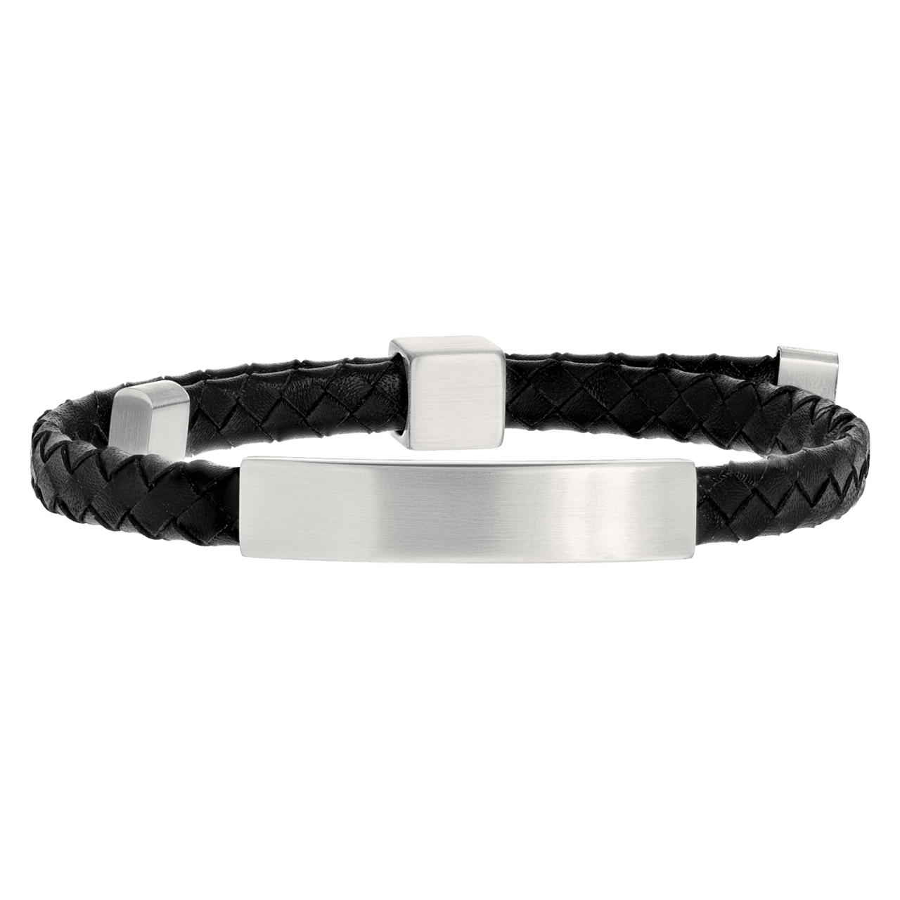 Gerecycled stainless steel heren plaatarmband mat zwart