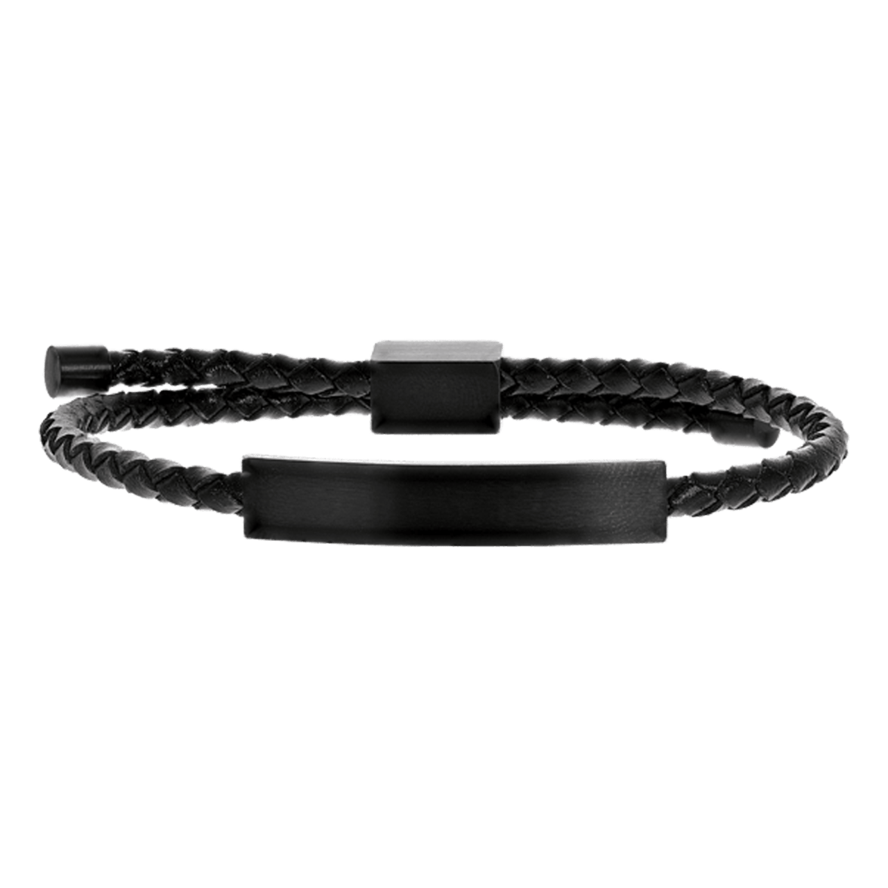 Gerecycled stainless steel heren plaatarmband mat zwart
