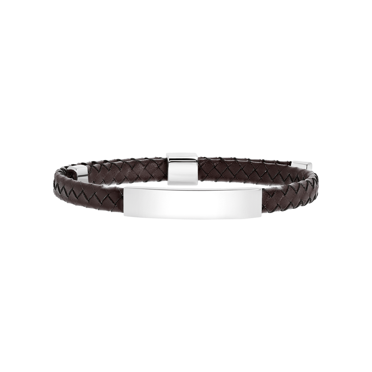 Plattenarmband für Herren, Edelstahl, braun