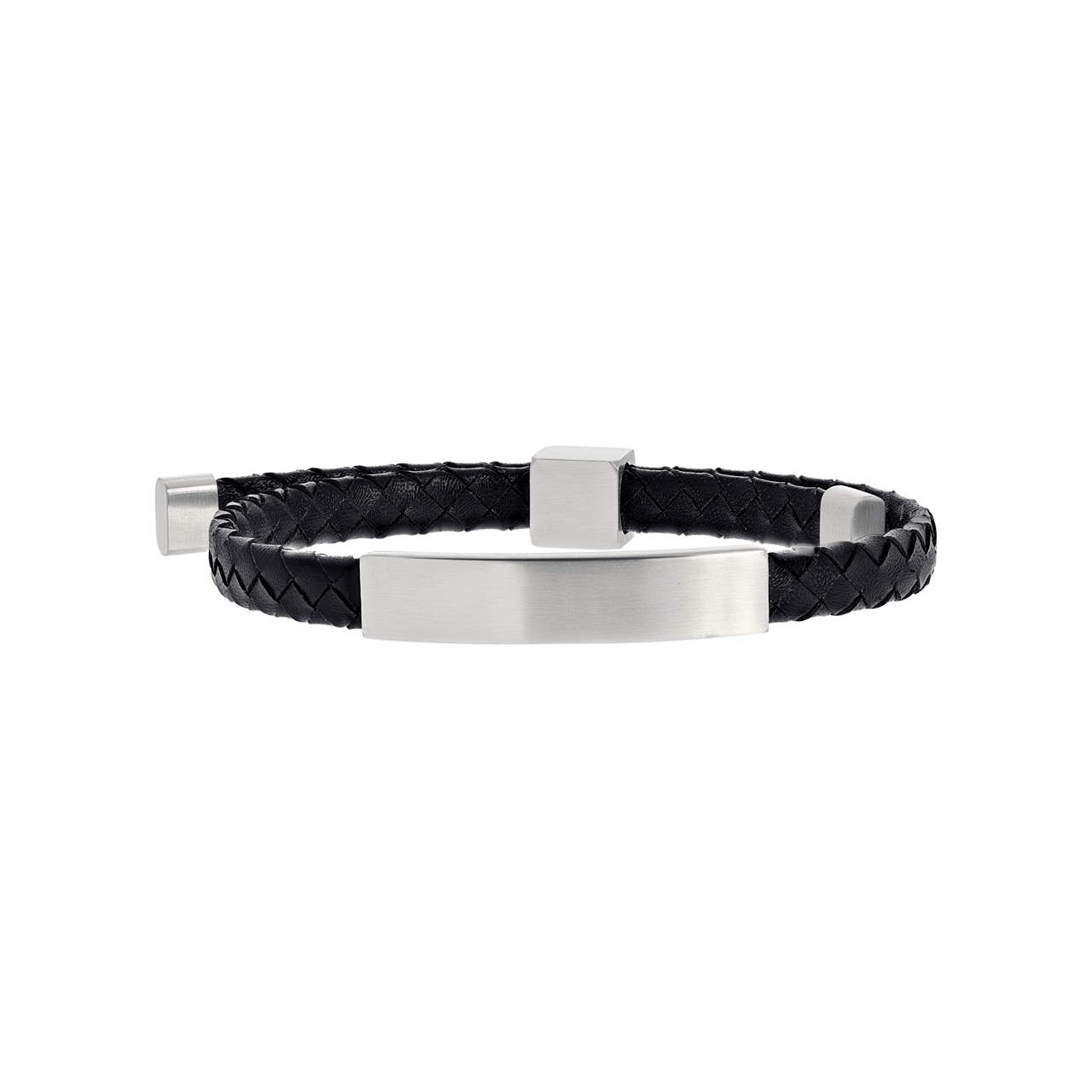 Plattenarmband für Herren, Edelstahl matt, blau