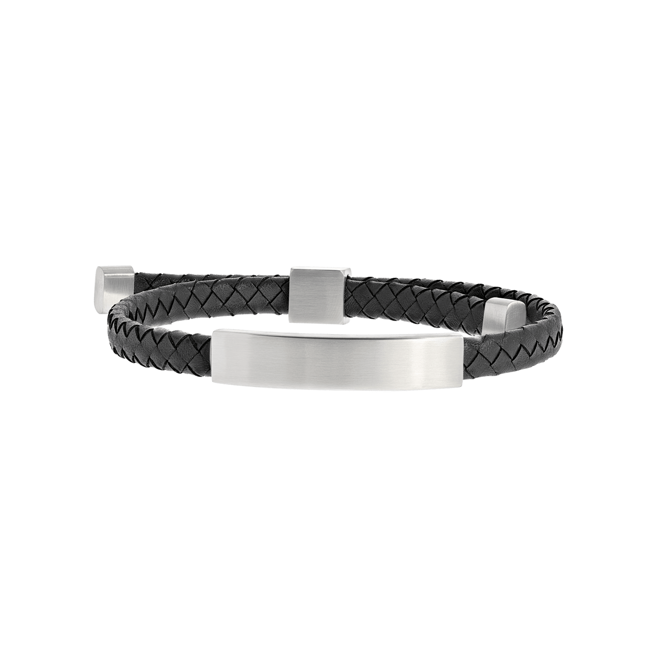 Plattenarmband für Herren, Edelstahl matt, grau