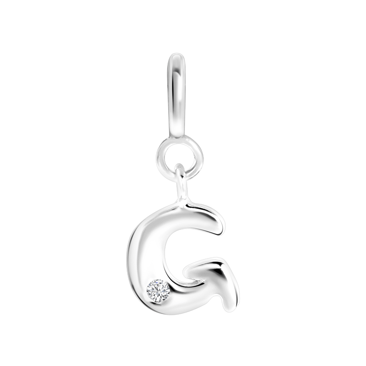 Zilveren goldplated letterhanger met zirkonia voor dames