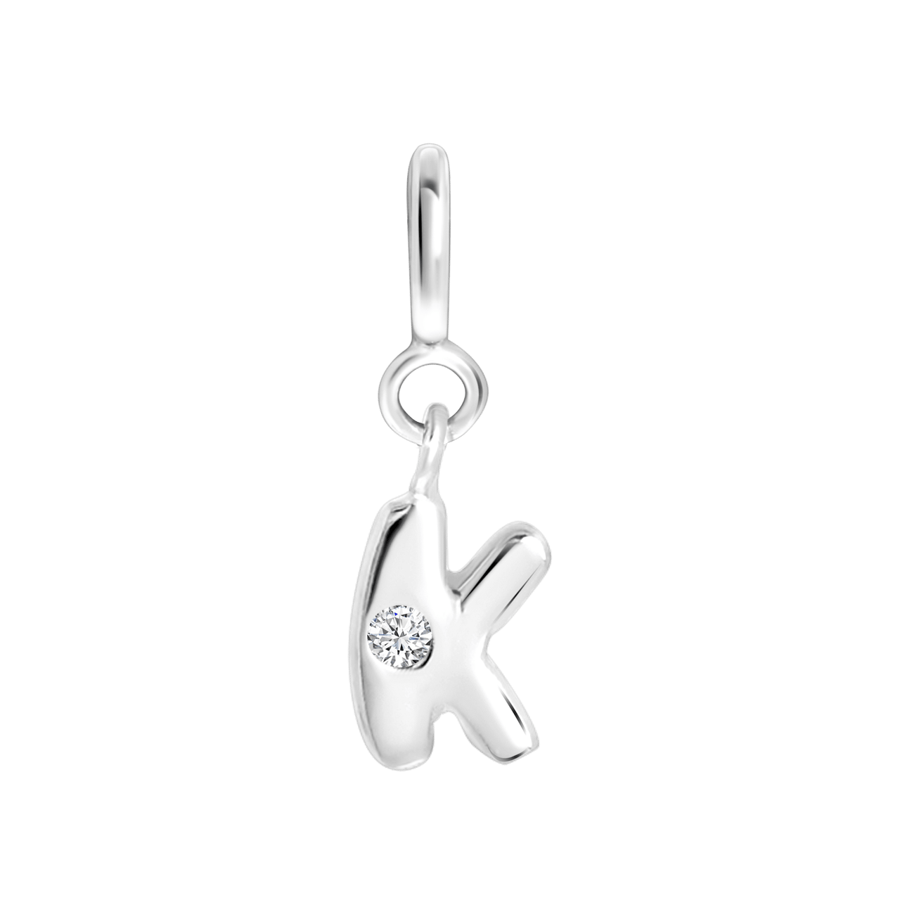Zilveren goldplated letterhanger met zirkonia voor dames