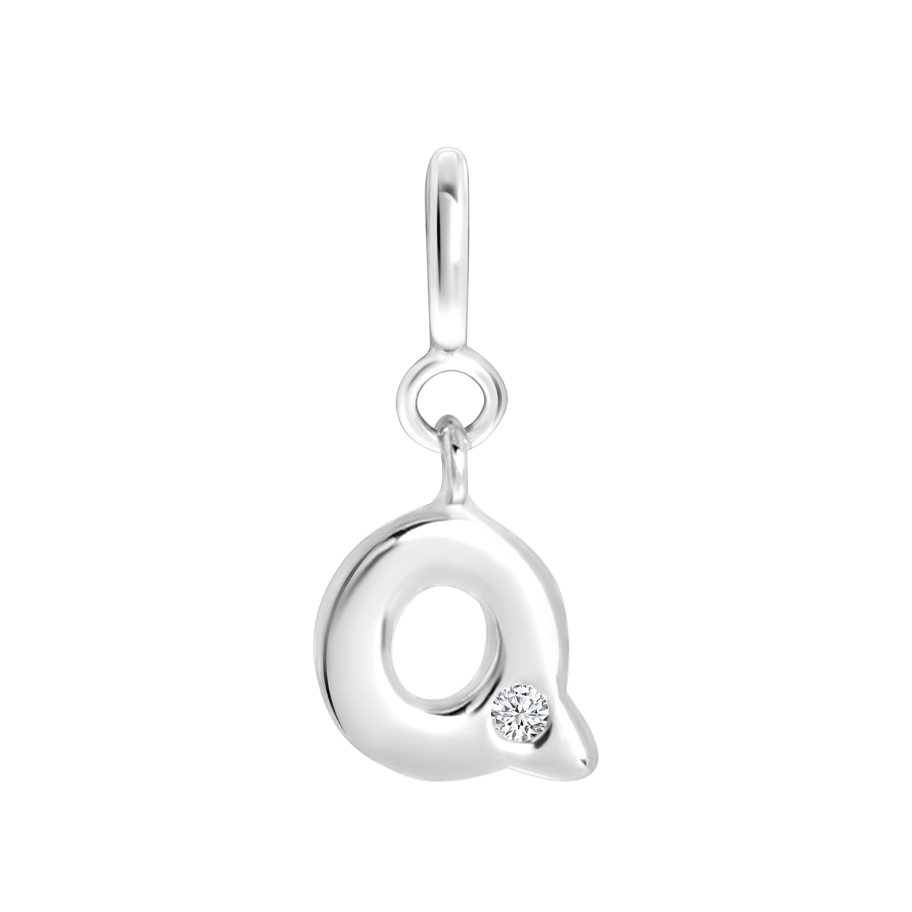 Zilveren goldplated letterhanger met zirkonia voor dames