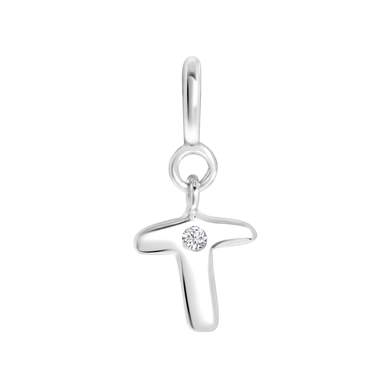 Zilveren goldplated letterhanger met zirkonia voor dames