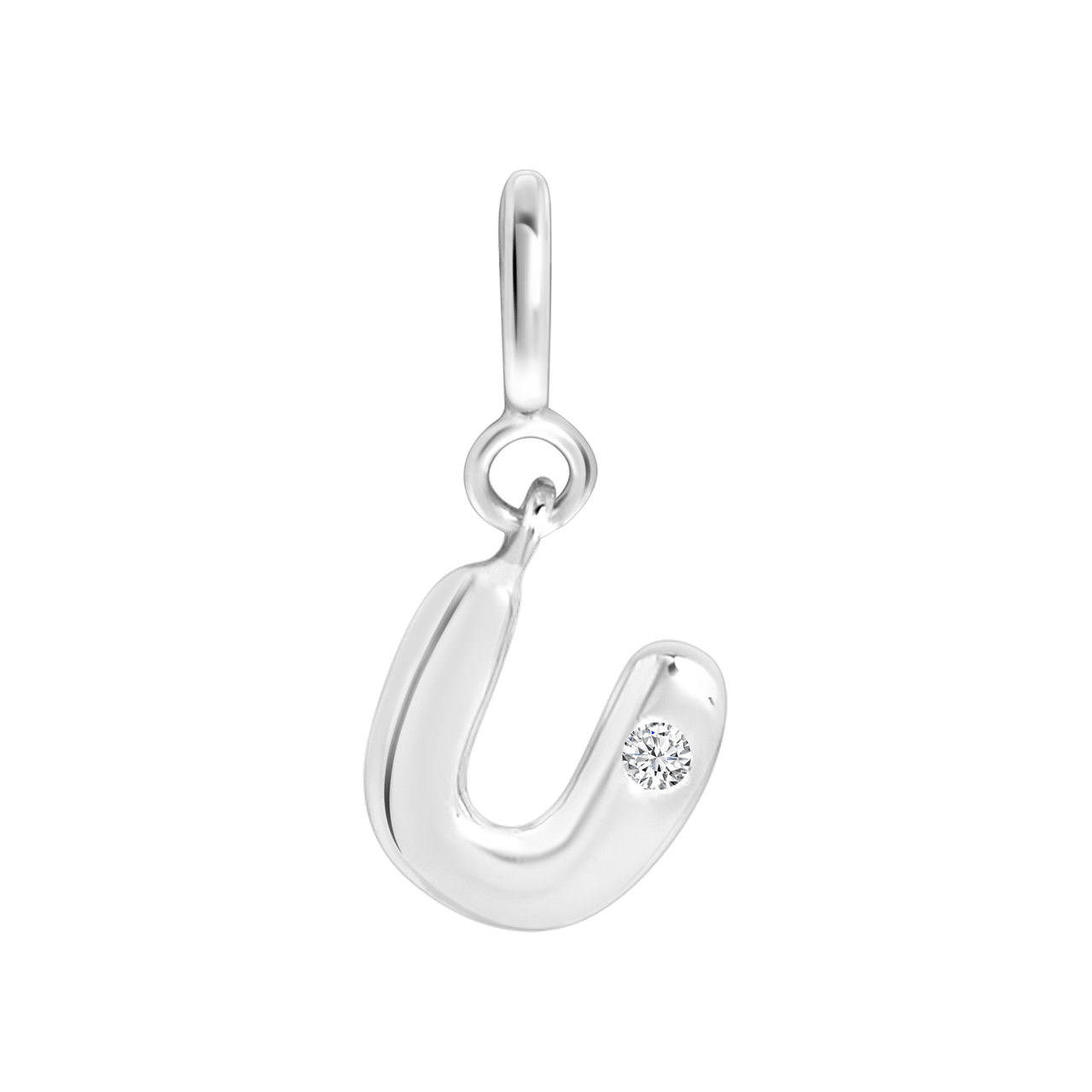 Zilveren goldplated letterhanger met zirkonia voor dames