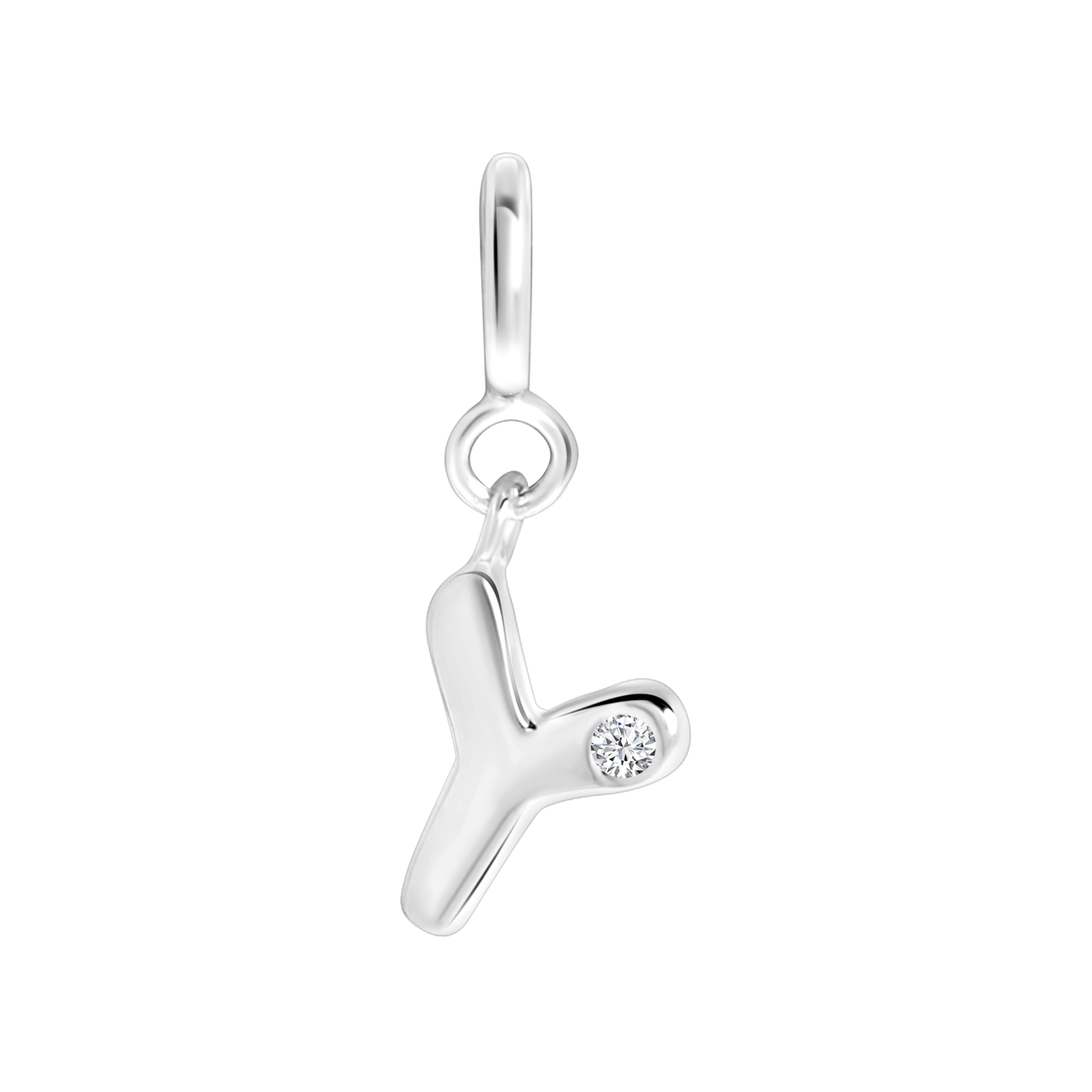 Zilveren goldplated letterhanger met zirkonia voor dames