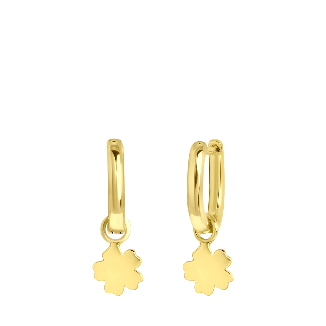 Zilveren goldplated oorringen met hanger bloem voor dames