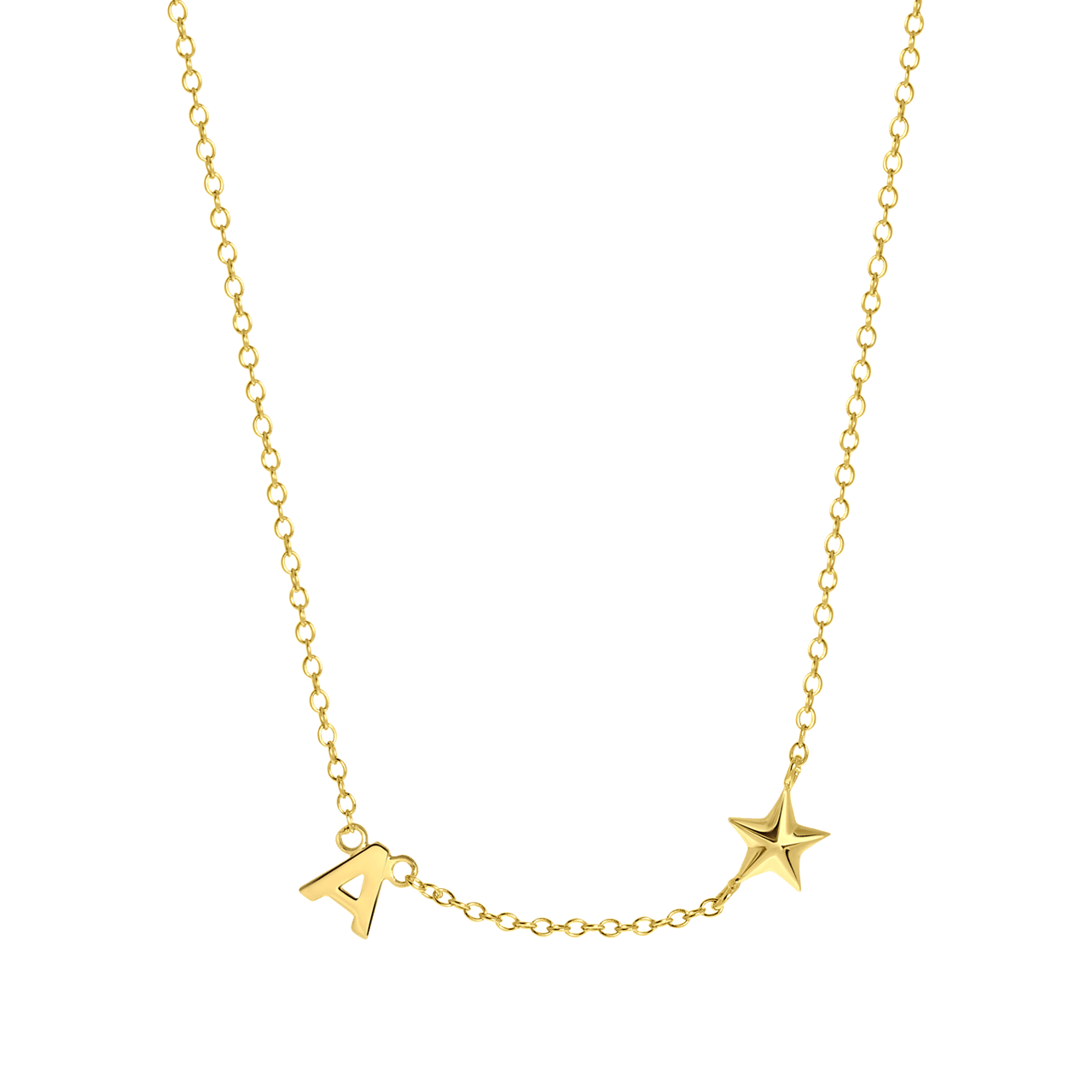 Zilveren goldplated ketting letter/stardust