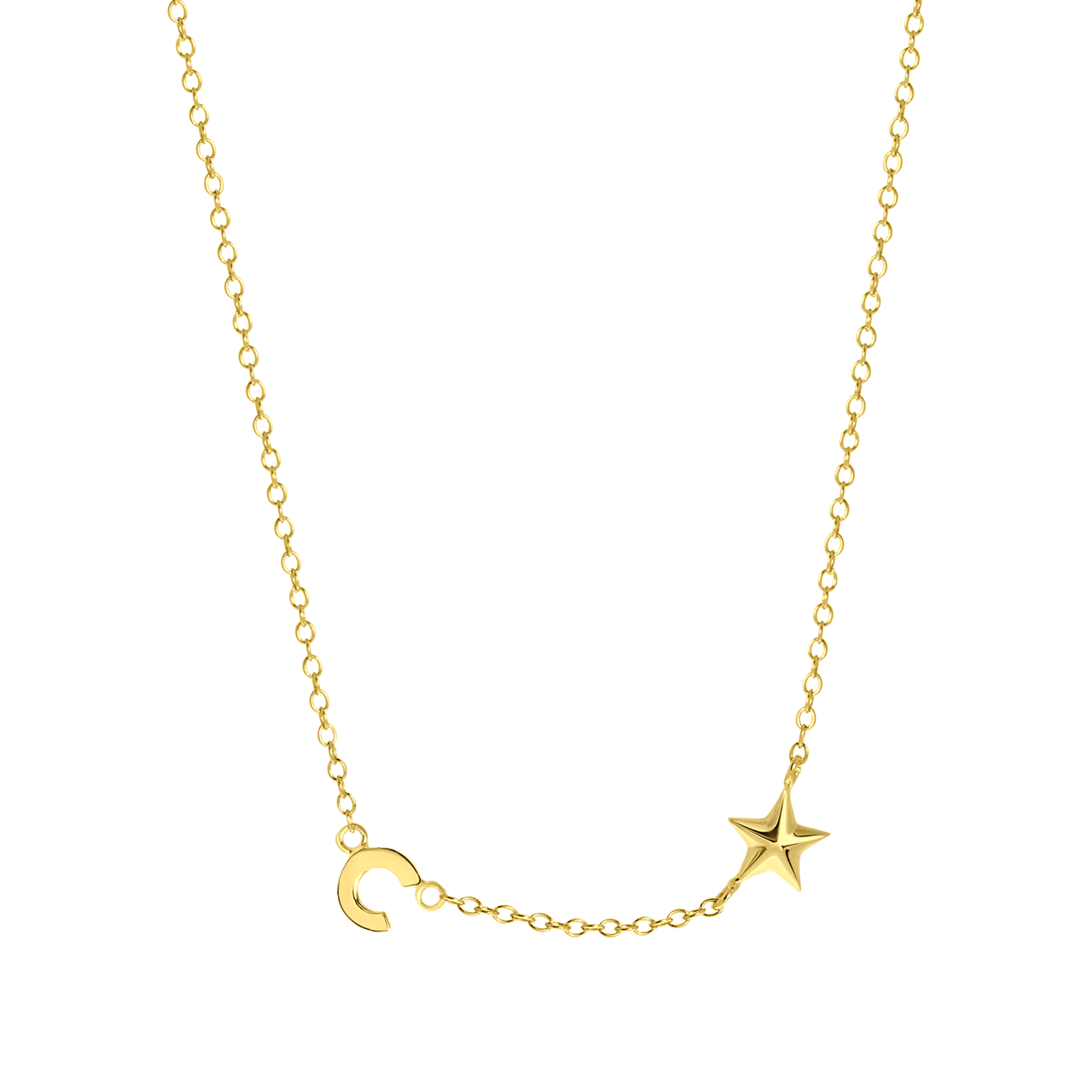 Zilveren goldplated ketting letter/stardust