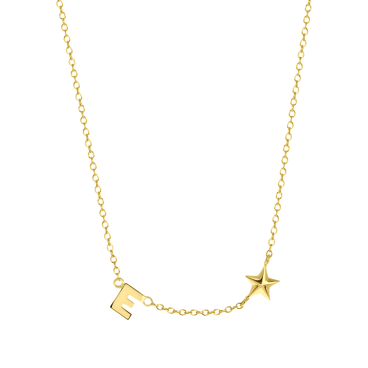 Zilveren goldplated ketting letter/stardust
