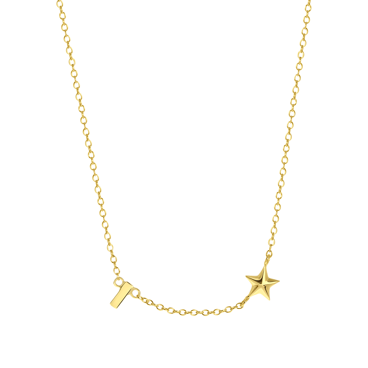 Zilveren goldplated ketting letter/stardust