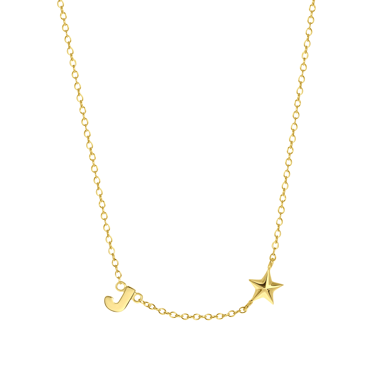 Zilveren goldplated ketting letter/stardust