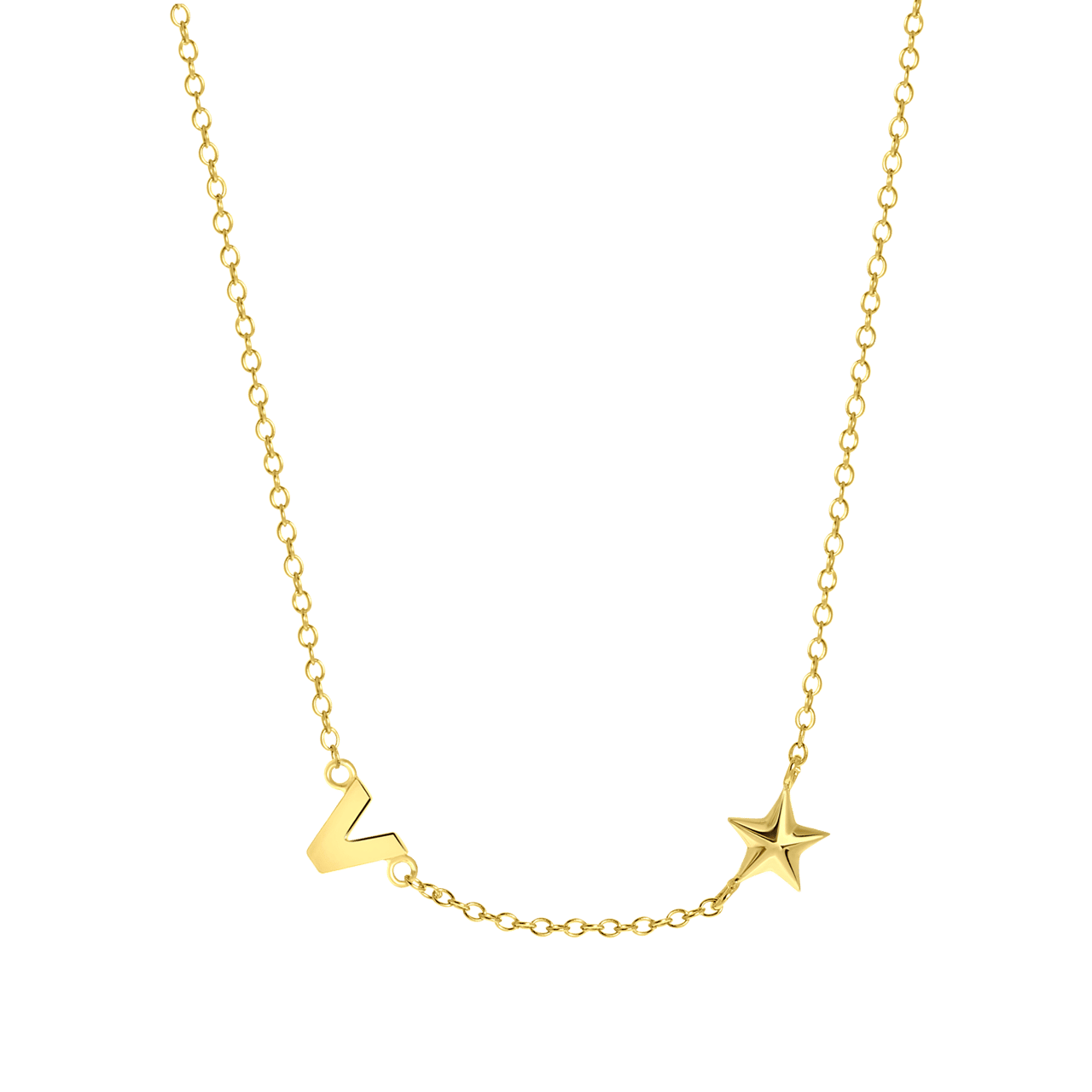 Zilveren goldplated ketting letter/stardust