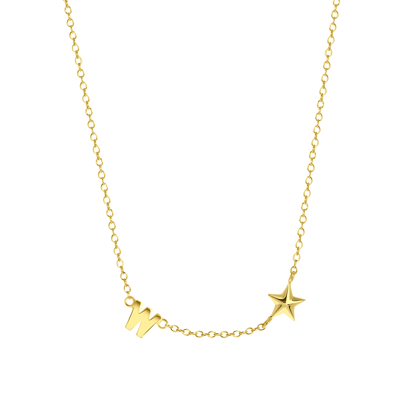 Zilveren goldplated ketting letter/stardust
