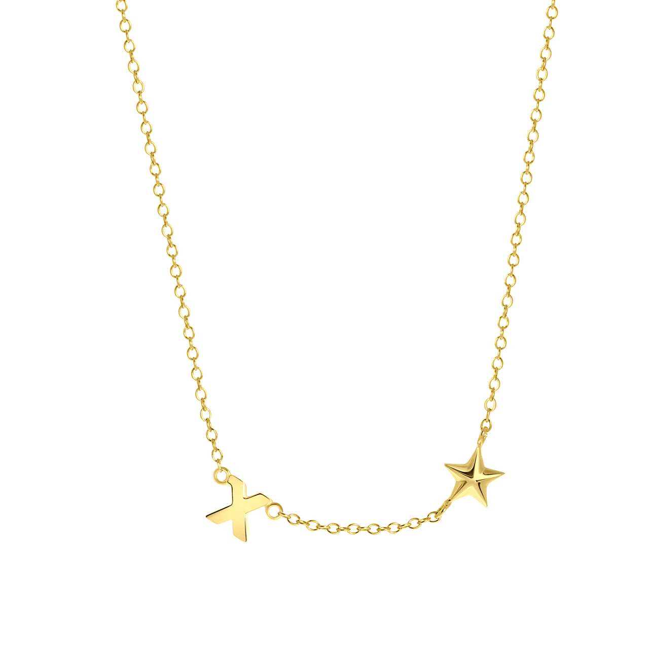 Zilveren goldplated ketting letter/stardust