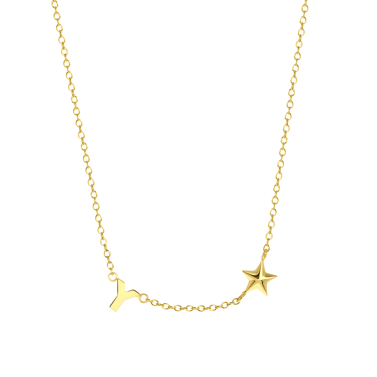 Zilveren goldplated ketting letter/stardust