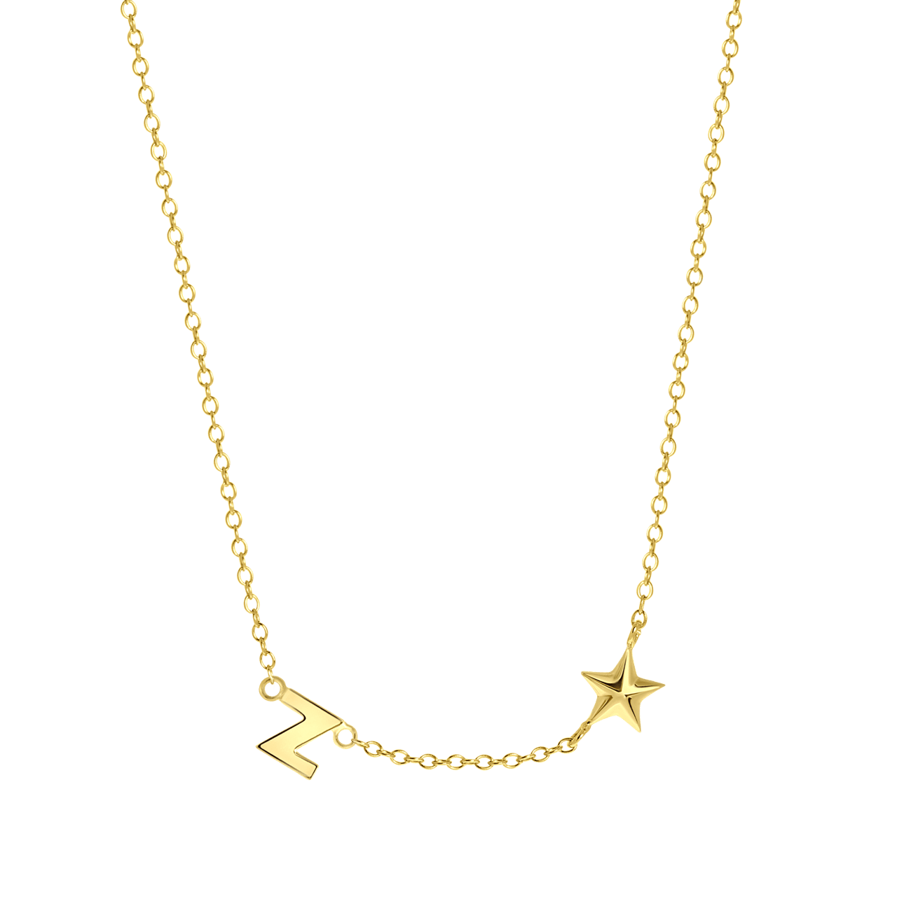 Zilveren goldplated ketting letter/stardust