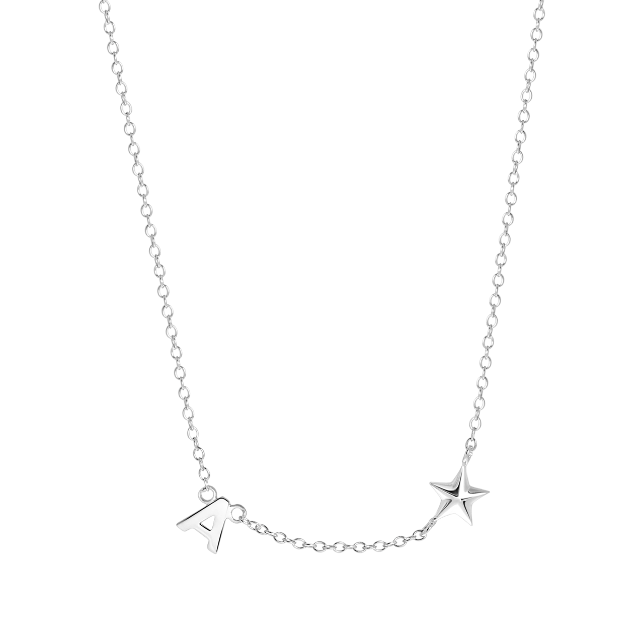 Zilveren ketting letter/stardust