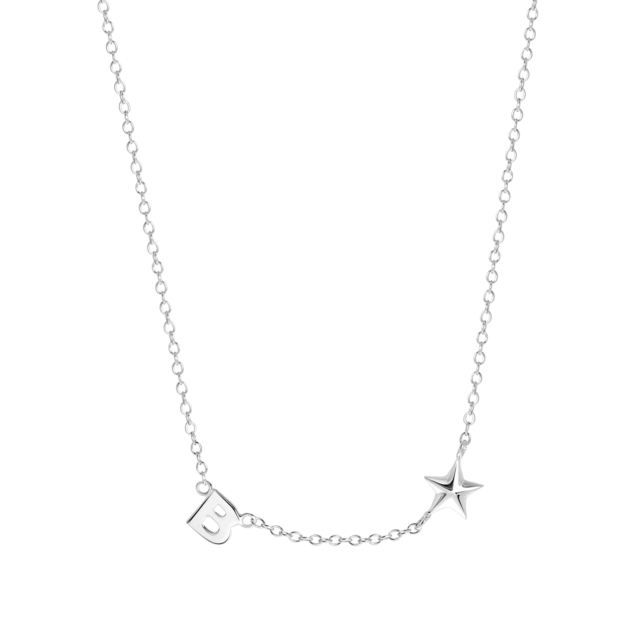 Zilveren ketting letter/stardust