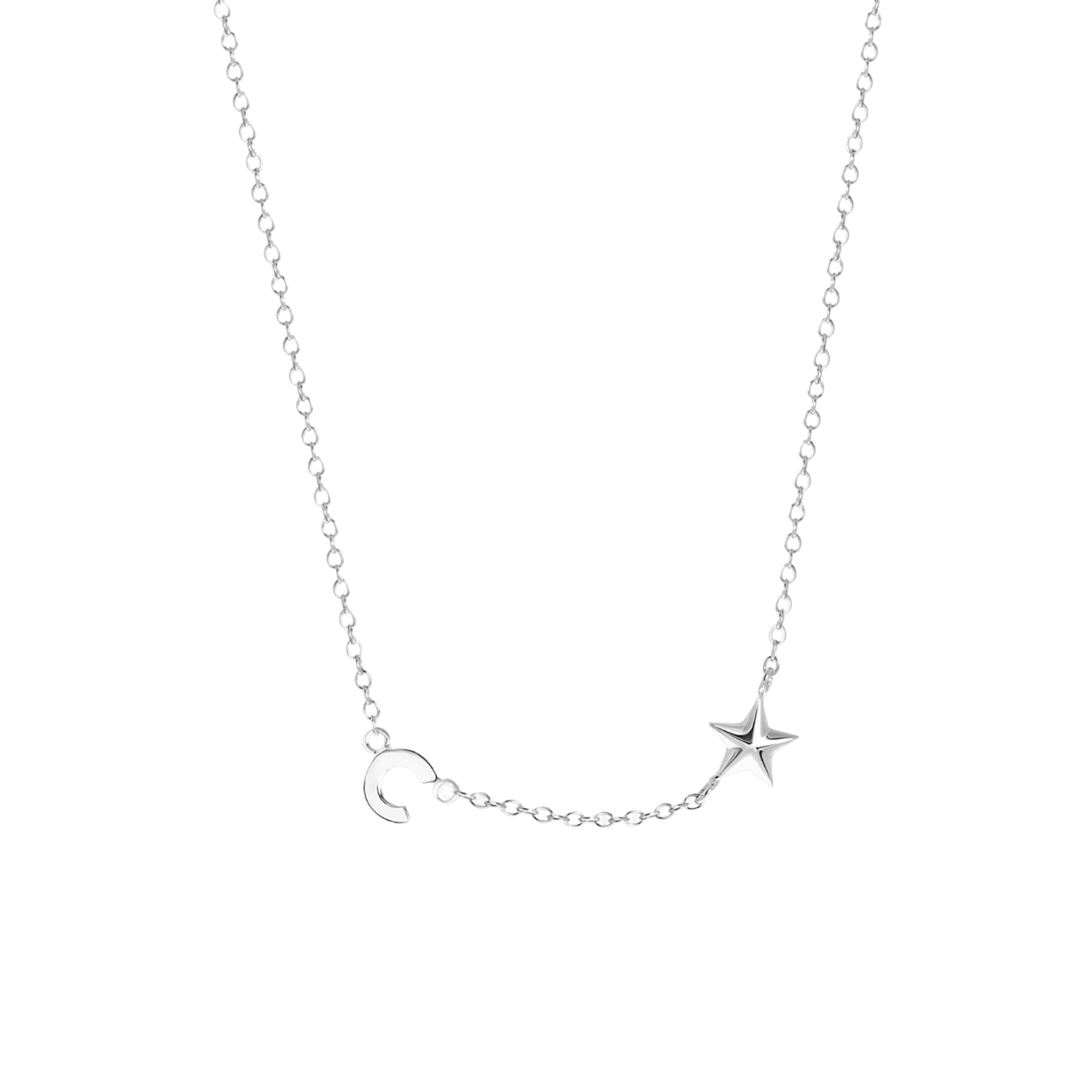 Zilveren ketting letter/stardust