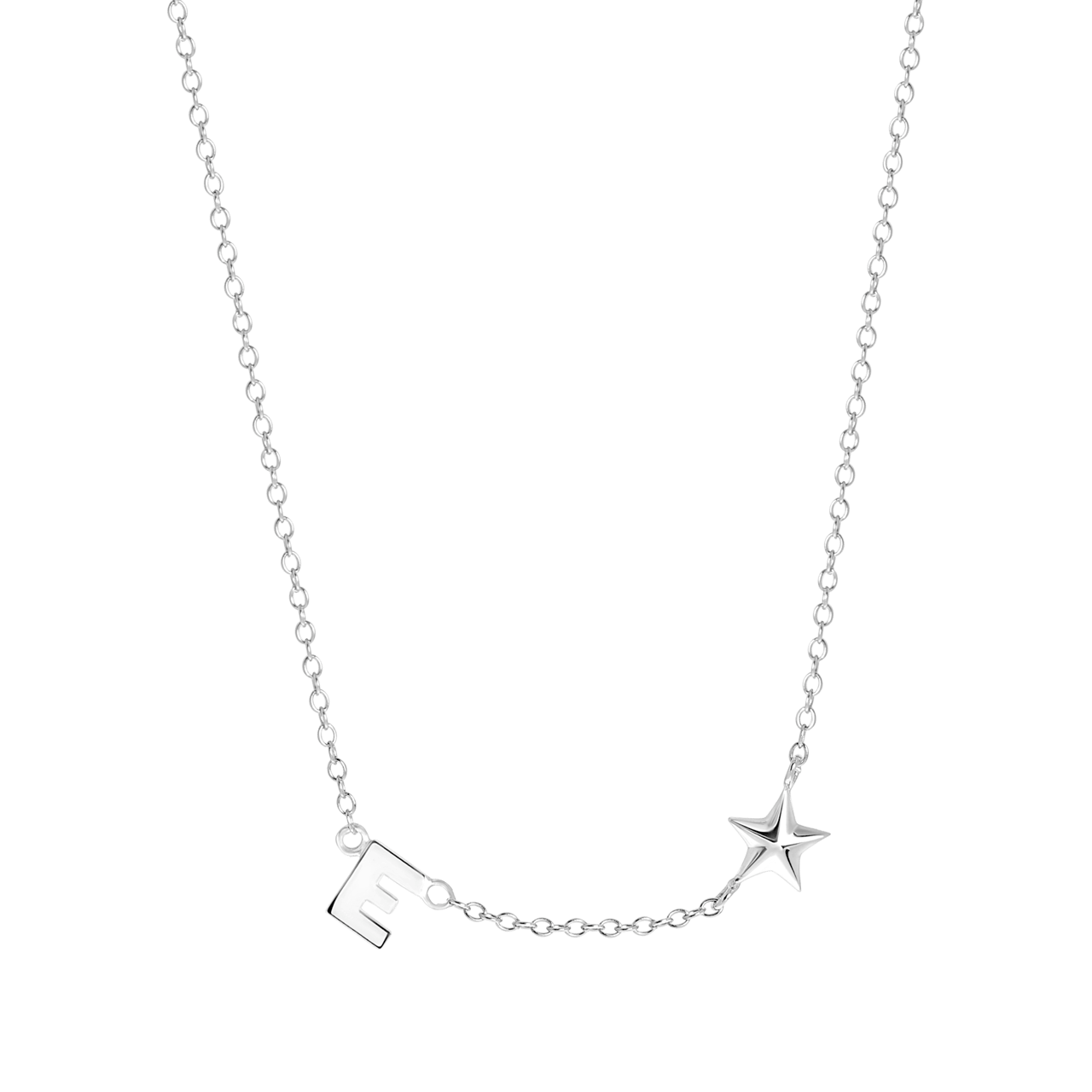 Zilveren ketting letter/stardust
