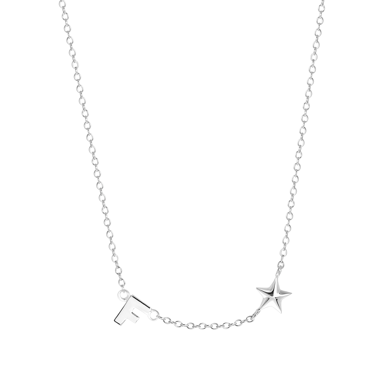 Zilveren ketting letter/stardust