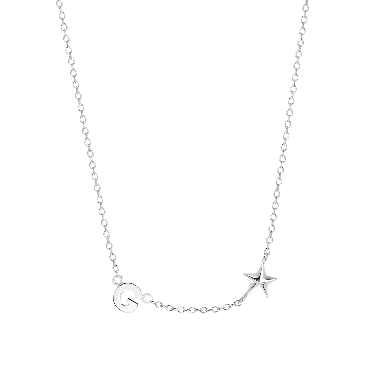 Zilveren ketting letter/stardust