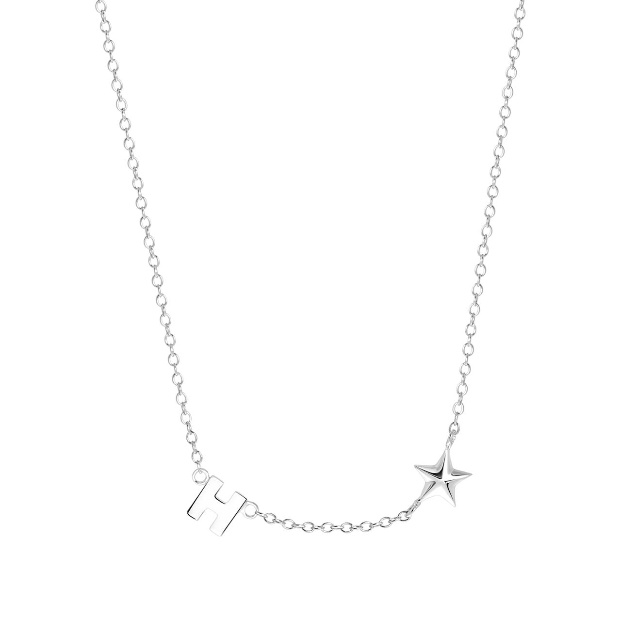 Zilveren ketting letter/stardust