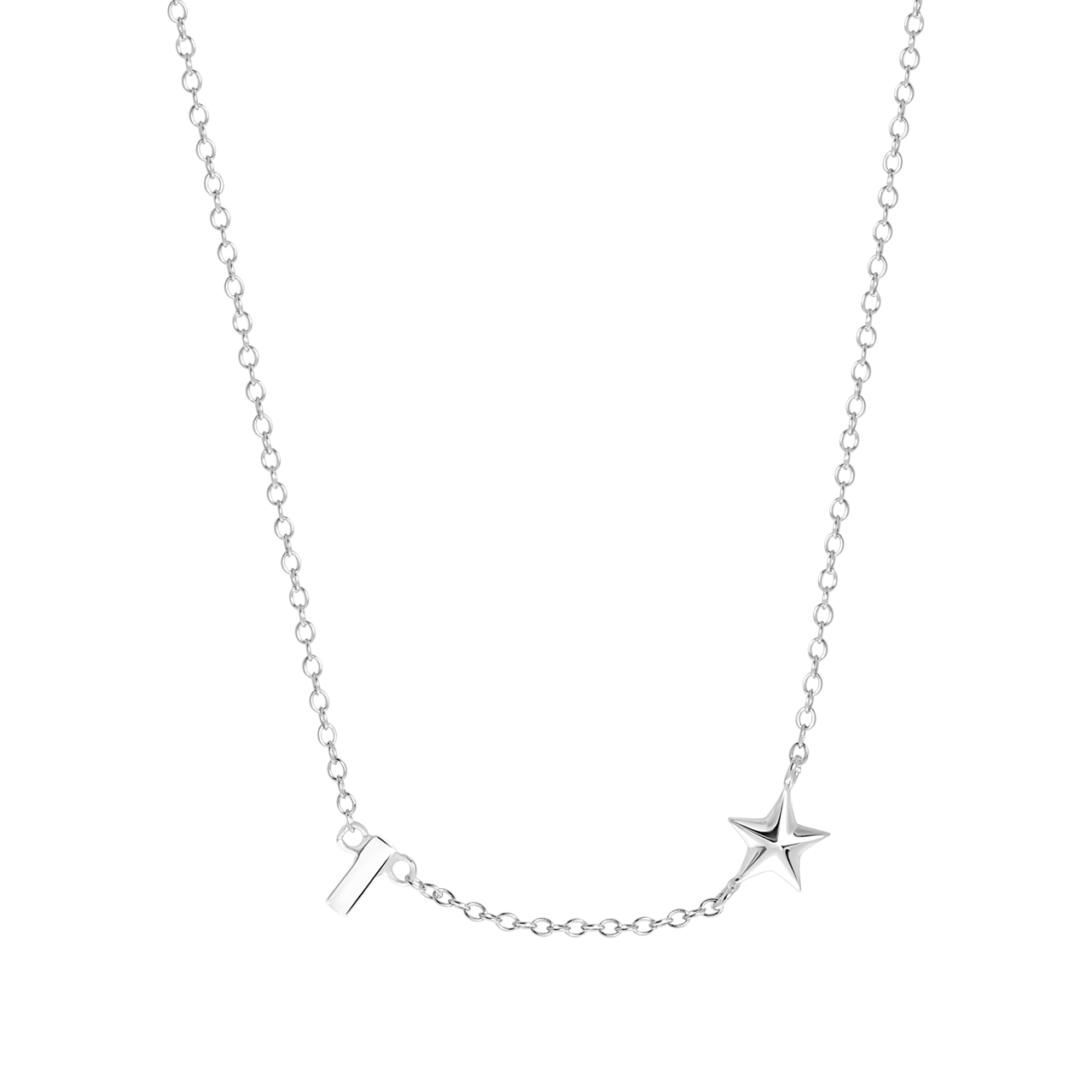 Zilveren ketting letter/stardust