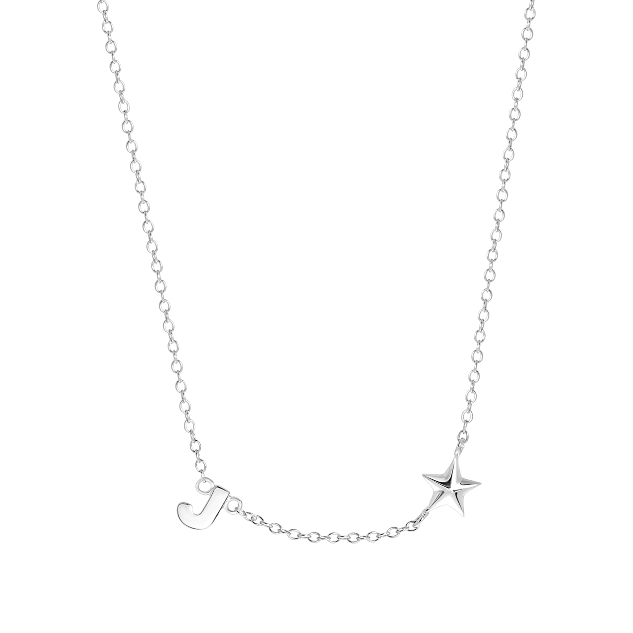Zilveren ketting letter/stardust