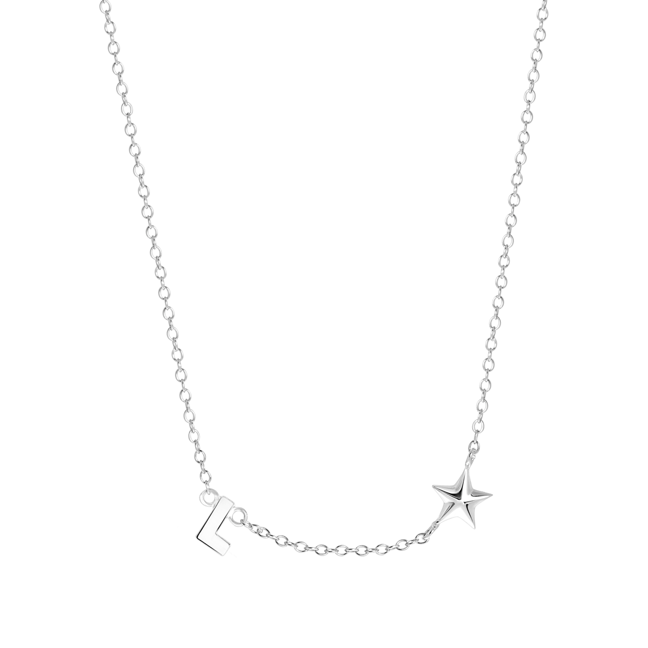 Zilveren ketting letter/stardust