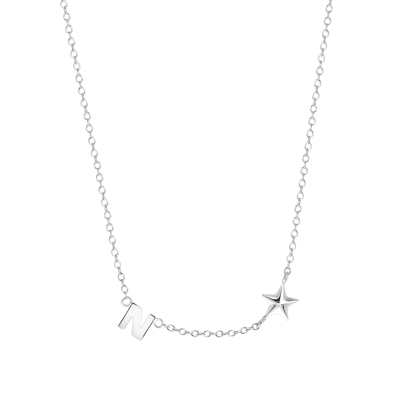 Zilveren ketting letter/stardust