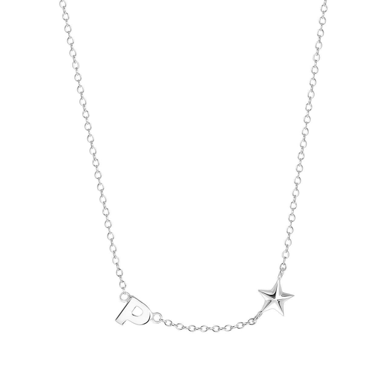 Zilveren ketting letter/stardust