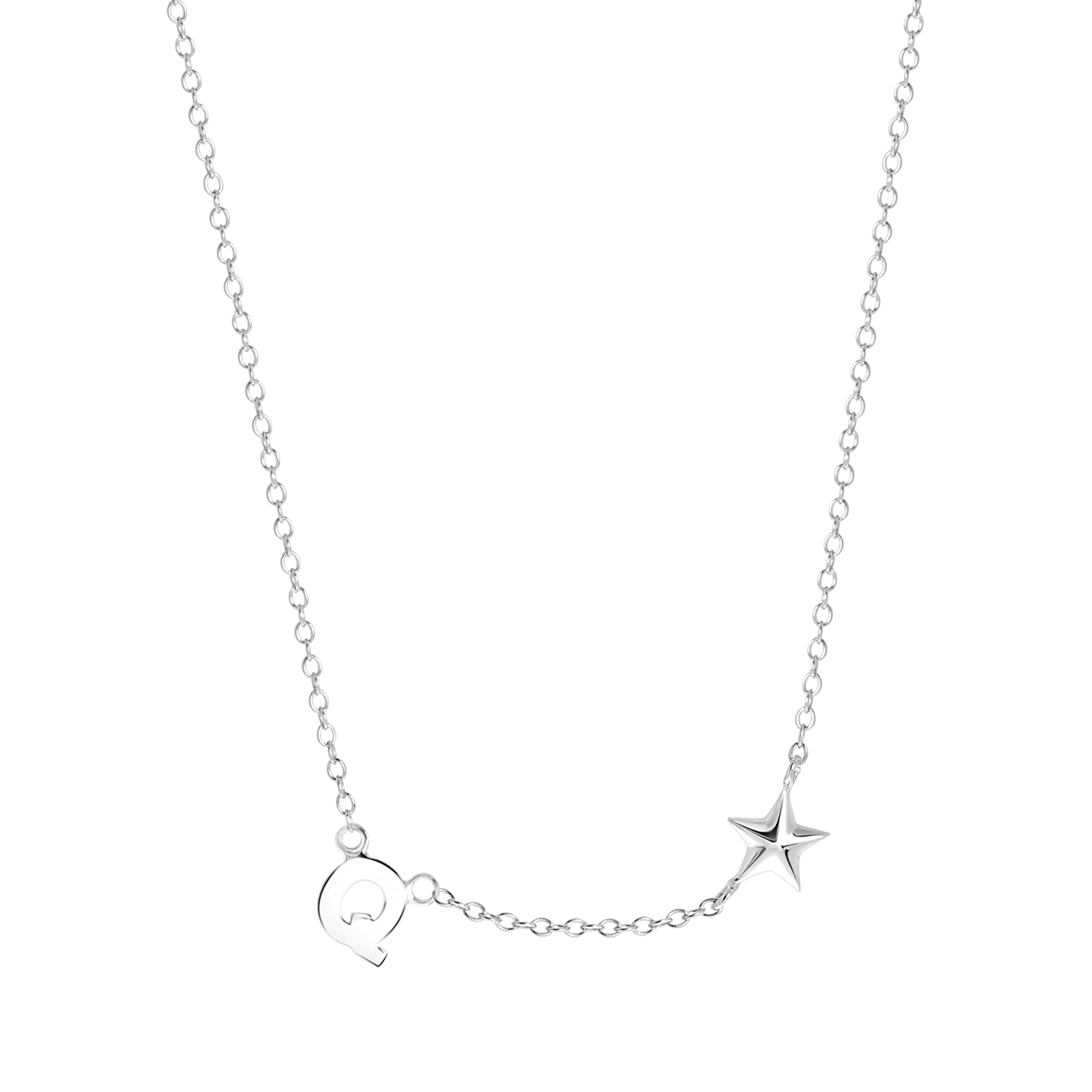 Halskette, 925 Silber, Buchstabe/Stardust