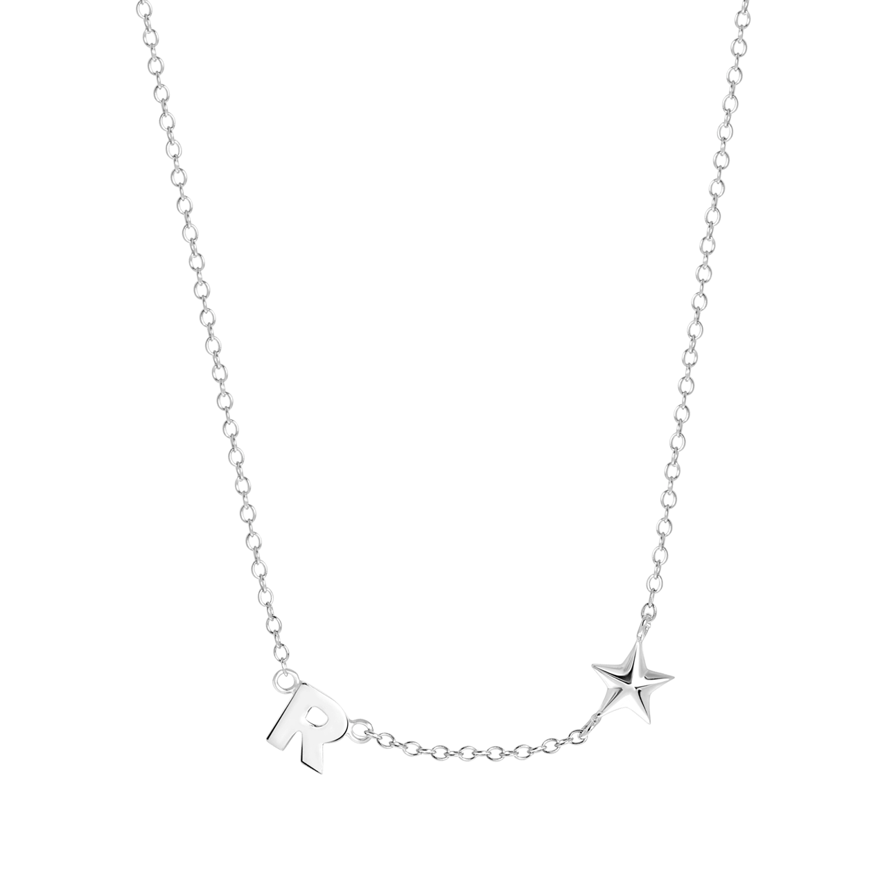 Zilveren ketting letter/stardust