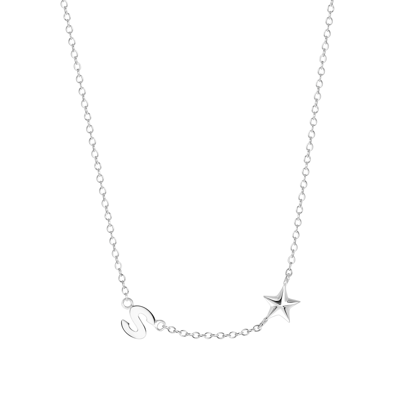 Zilveren ketting letter/stardust