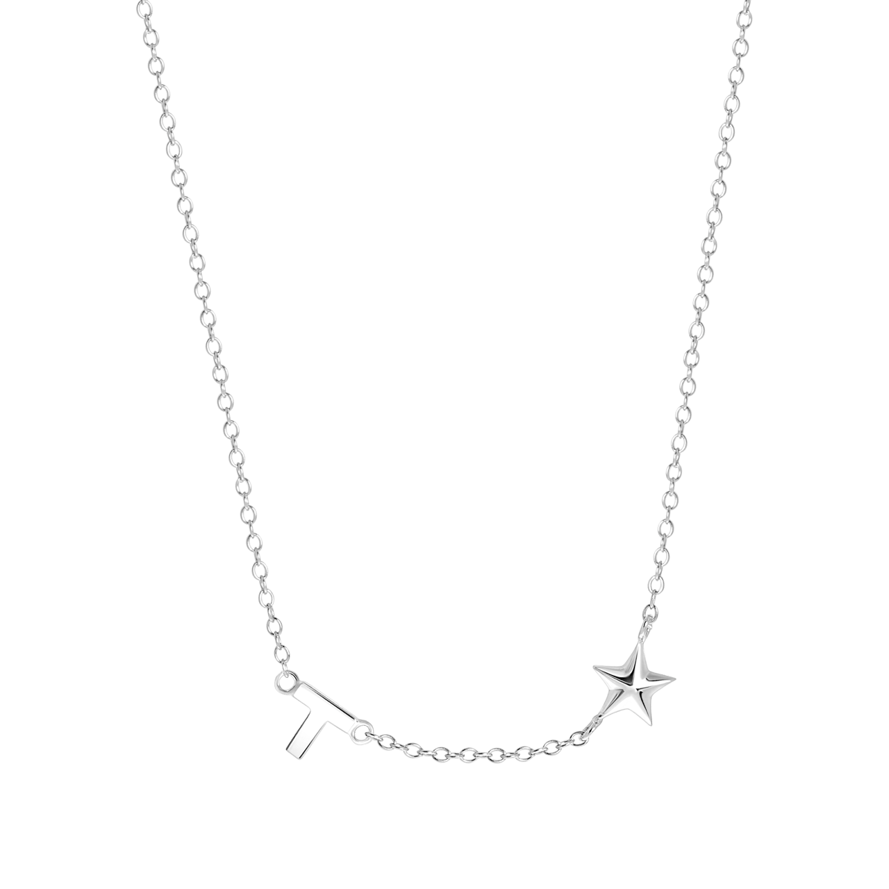 Zilveren ketting letter/stardust