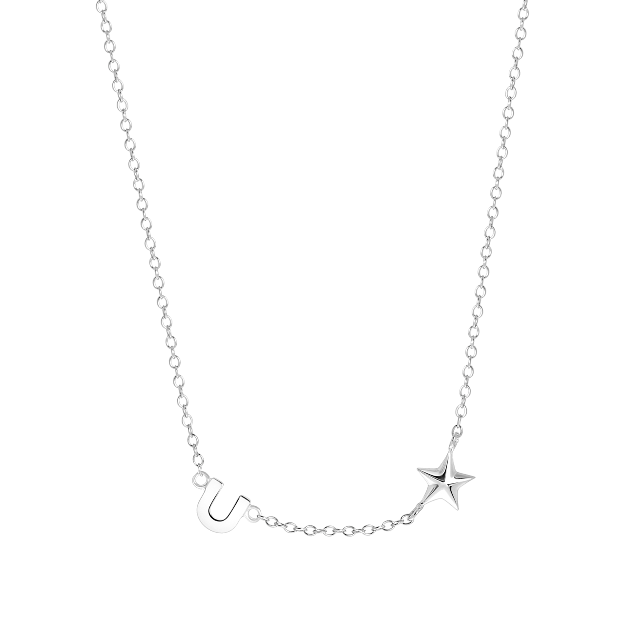 Zilveren ketting letter/stardust