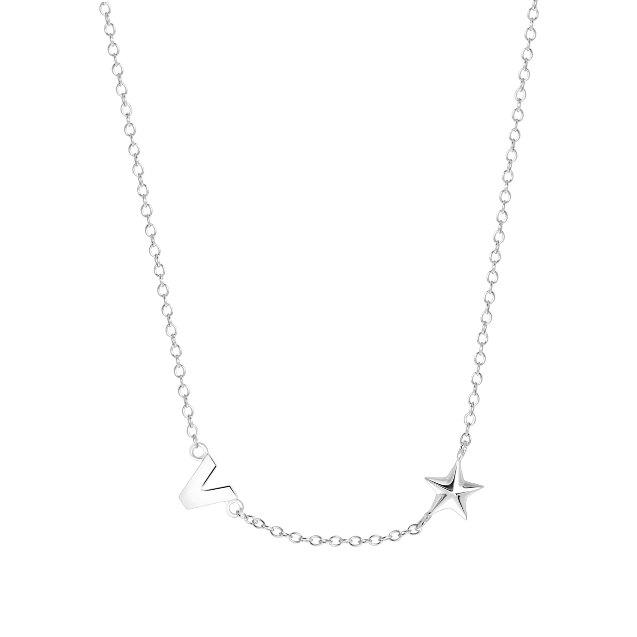 Zilveren ketting letter/stardust