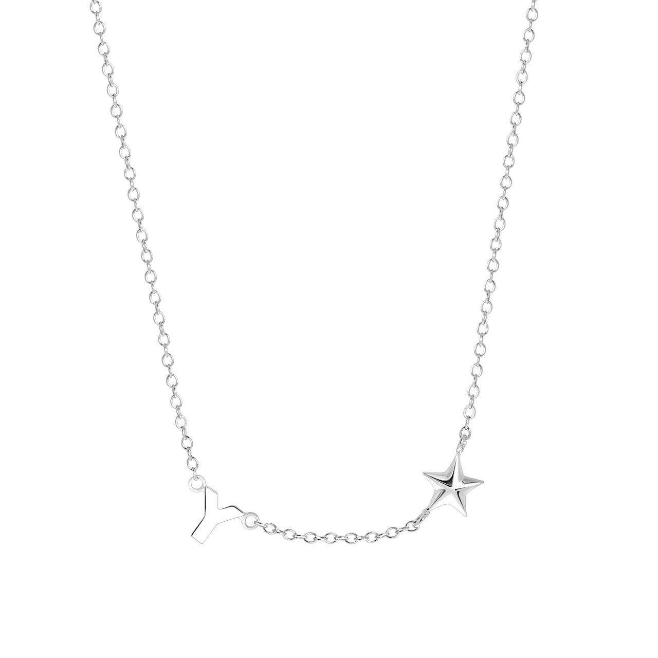 Zilveren ketting letter/stardust