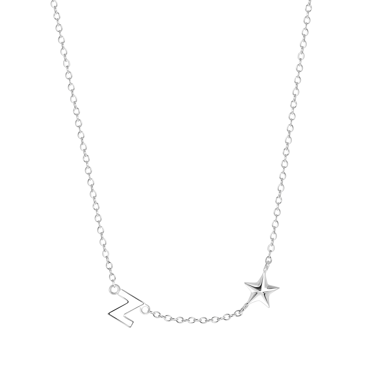 Zilveren ketting letter/stardust