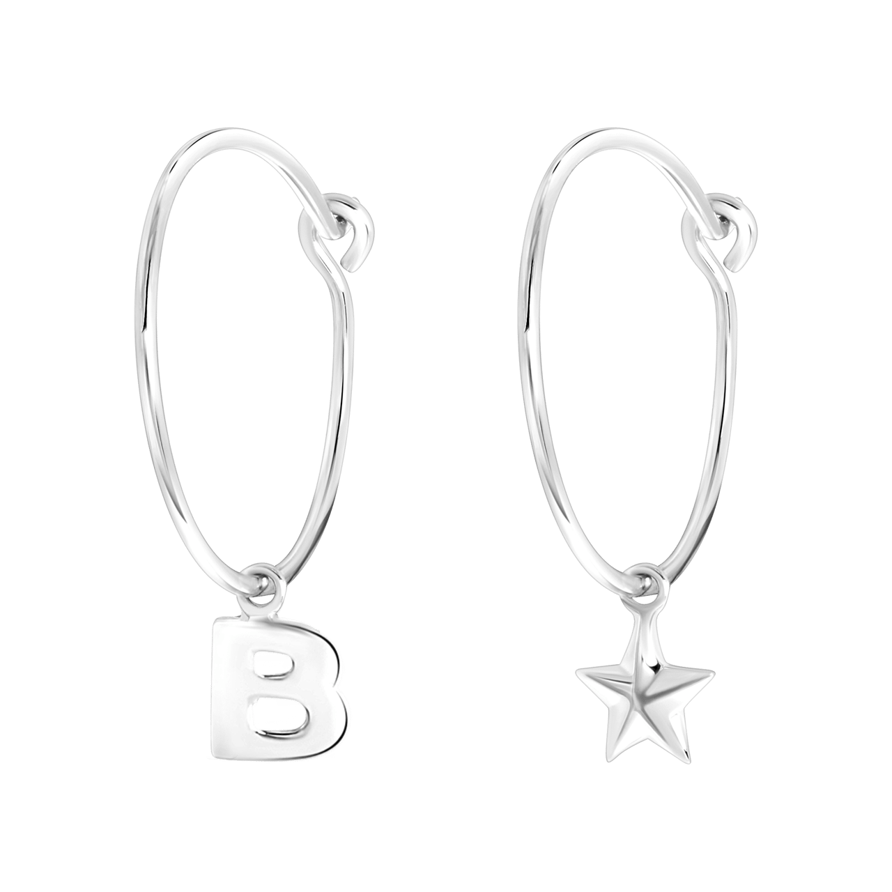 Zilveren oorbellen letter/stardust