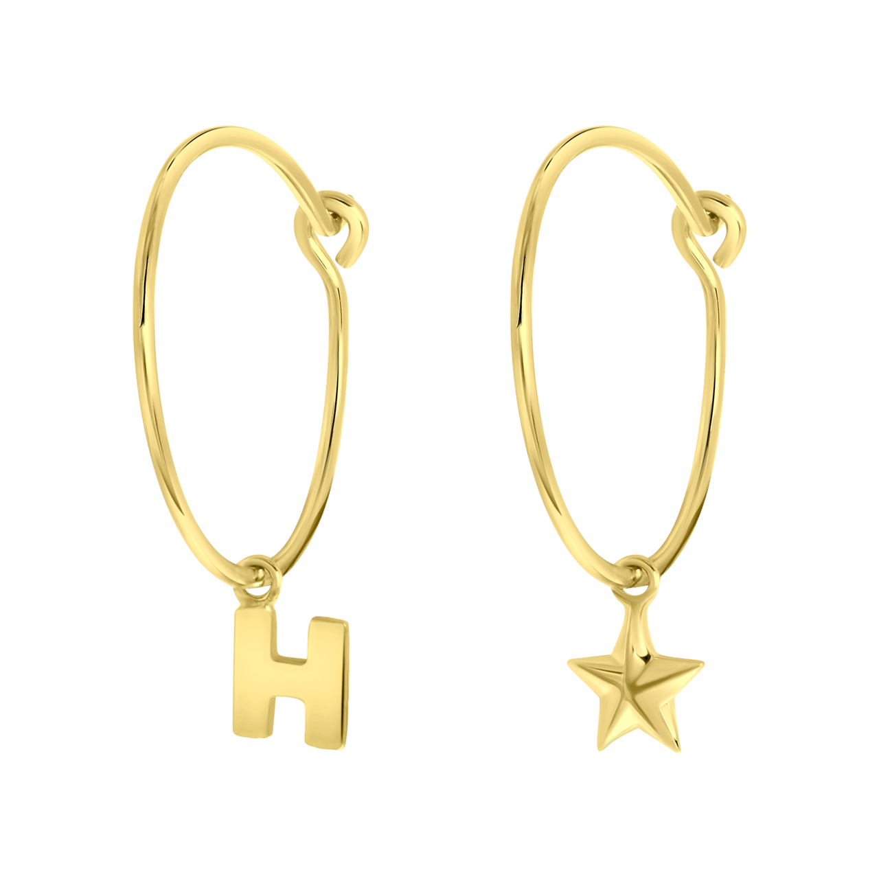 Zilveren goldplated oorbellen letter/stardust